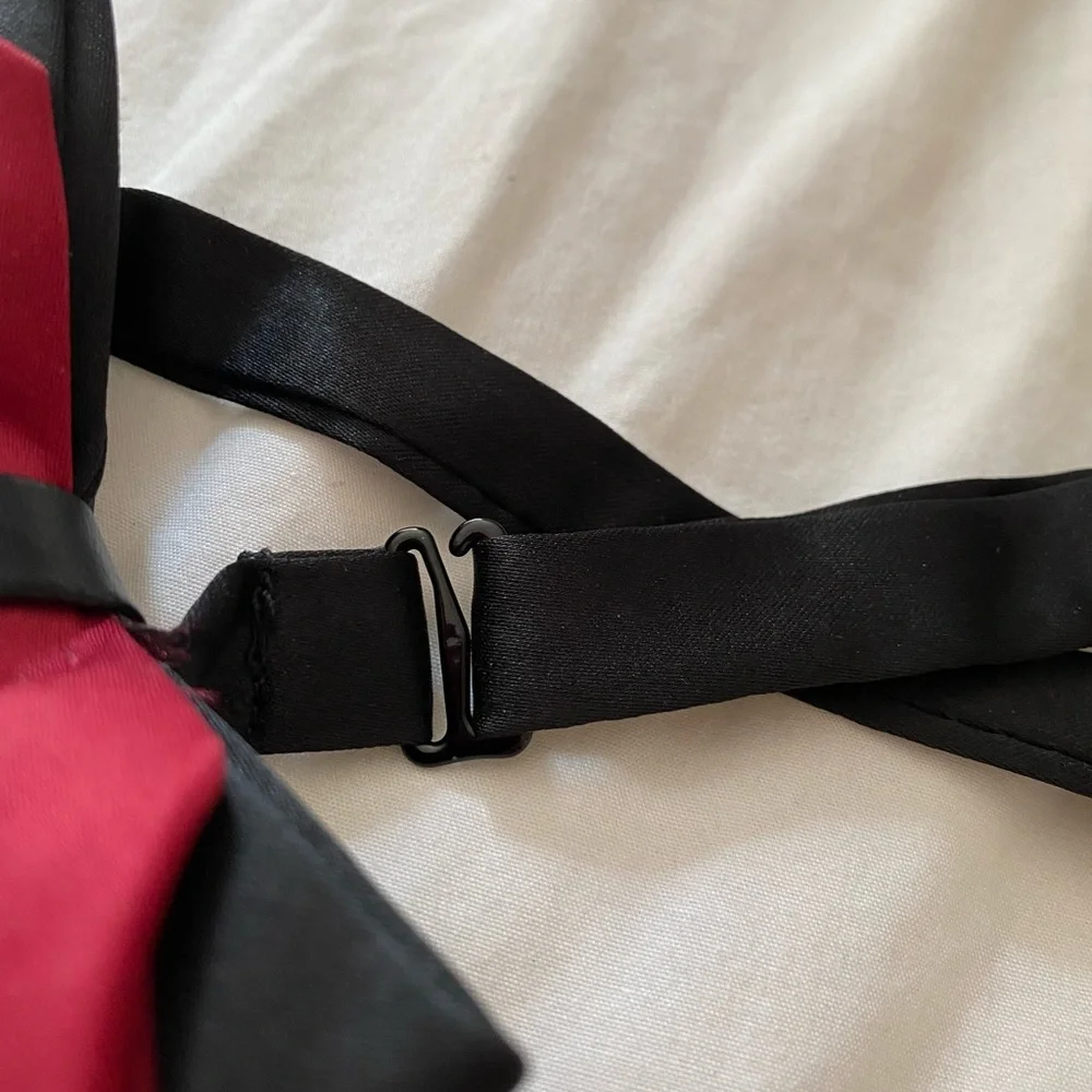 Boys bow tie in burgundy and black satin